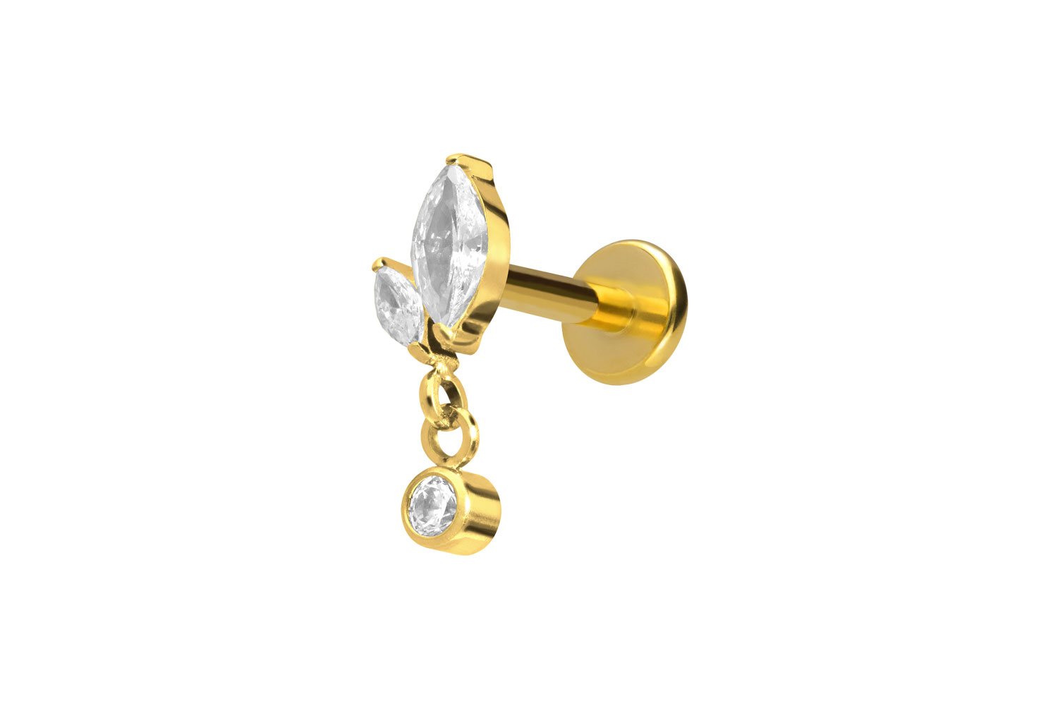Titan Labret Piercing mit Innengewinde KNOSPE + KRISTALL